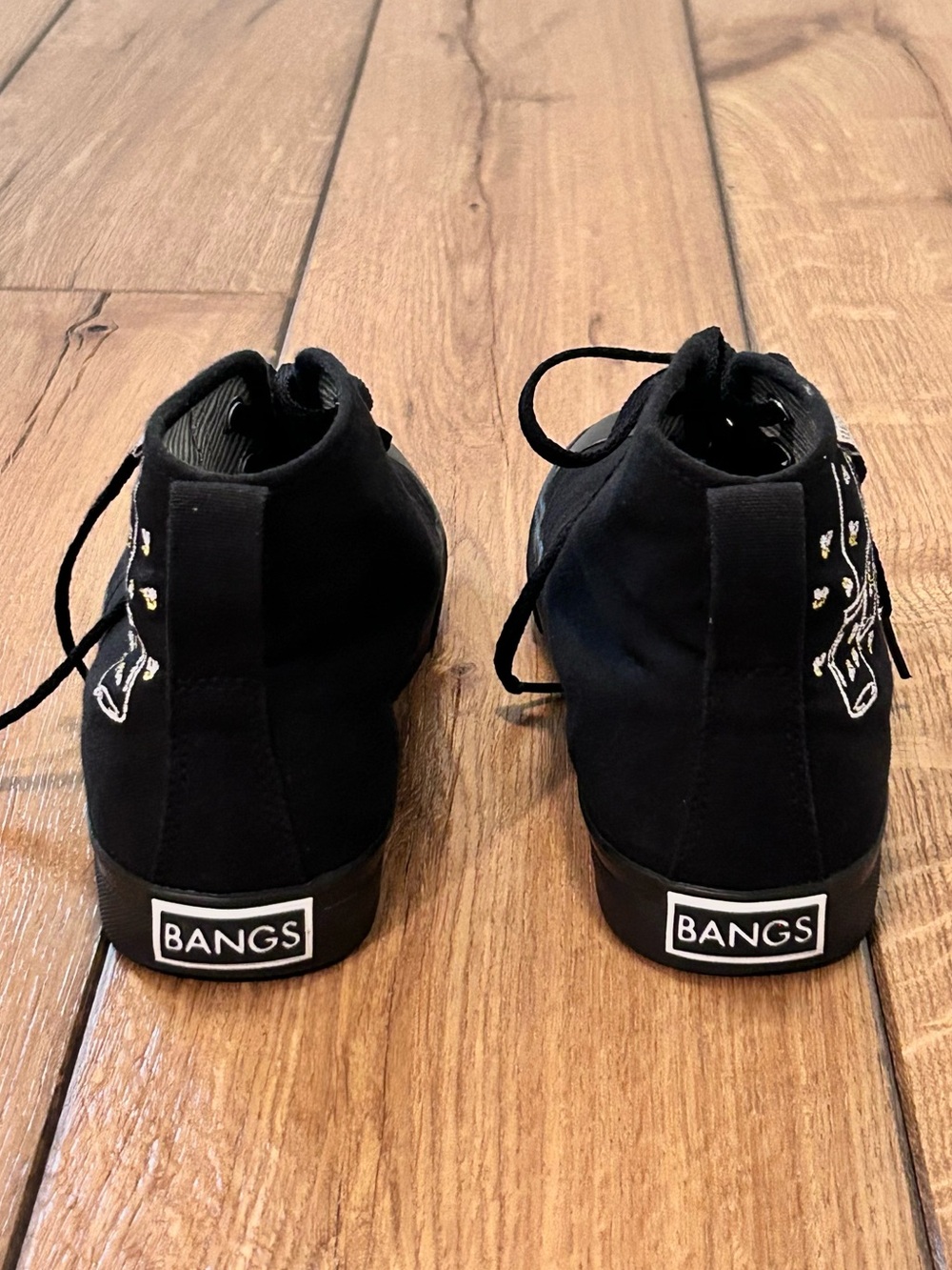 BANGS Firefly High Top Vegan Canvas Lace Up Black Onyx Sneaker Women’s 8.5 Men 7 - Picture 14 of 16
